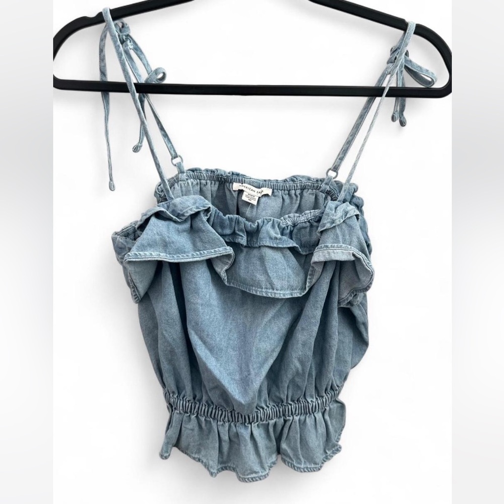American Eagle Outfitters Light Blue Denim Top